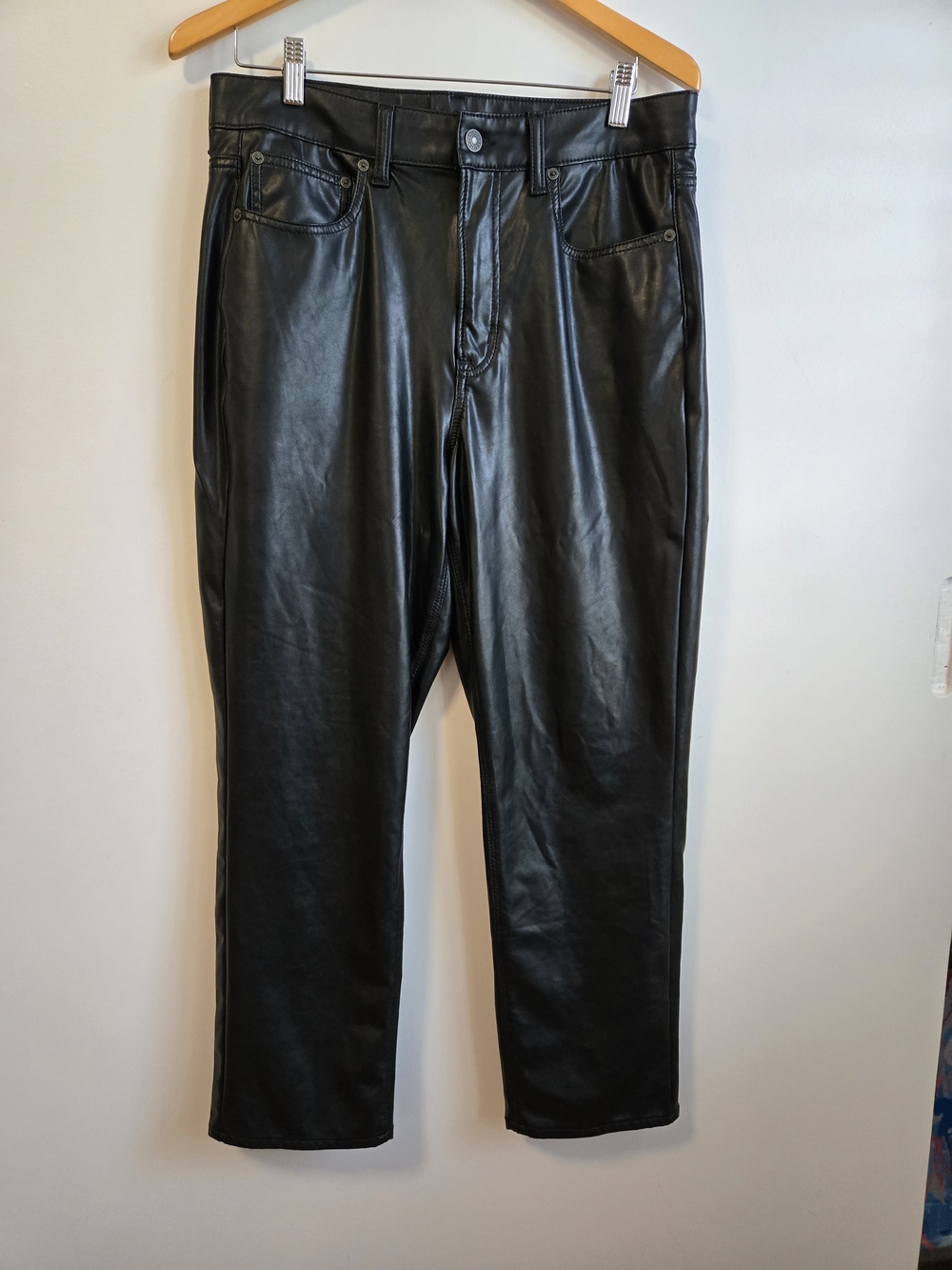American Eagle Women's Black Faux Leather Jeans